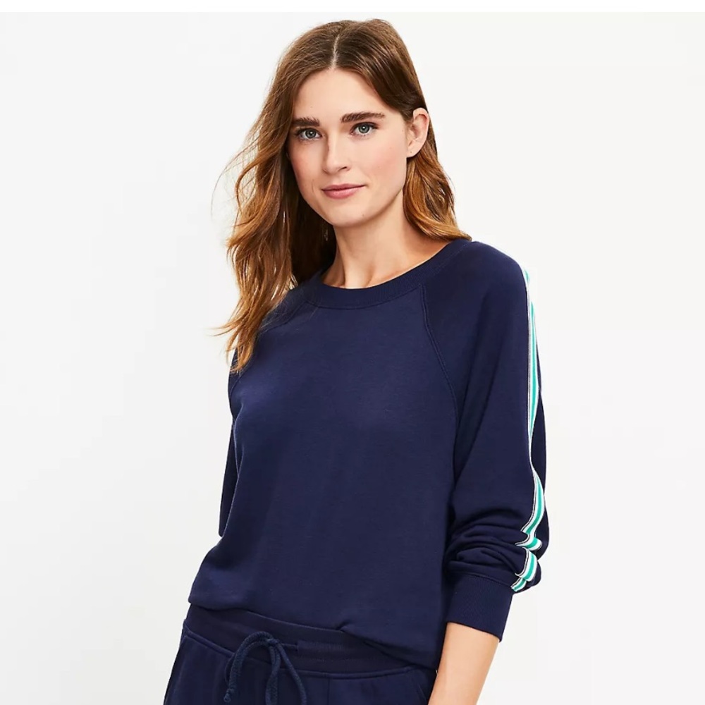 Side Stripe Cozy Cotton Terry Sweatshirt